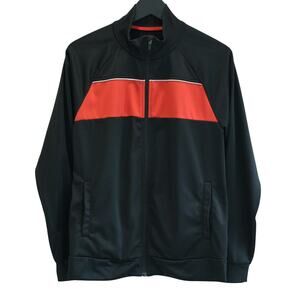 Vintage Style Unisex Black Red Track Jacket Retro Zip Up Streetwear